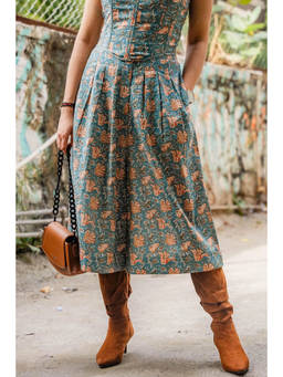 ODHANON - Blue Floral Wide Leg Culottes for Women