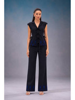 Ombrello - Electric Black Embroidered Co-Cord Set