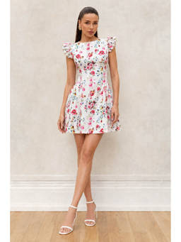 Ombrello - White Floral Embroidered Mini Dress