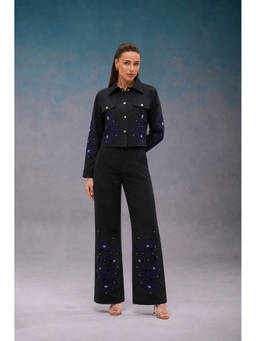 Ombrello - Electric Black Floral Cutwork Co-Ord Set