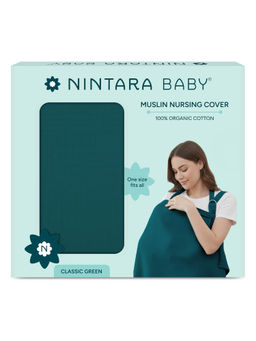 NINTARA BABY - Organic Muslin Teal Nursing Cover