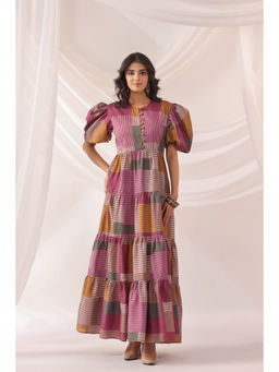 Ikk Kudi By Seerat - Stripes Grace Cotton Tier Dress