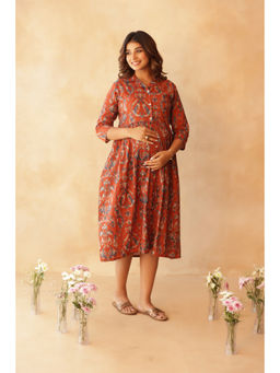 Ikk Kudi By Seerat - Mitti Neel Buttoned Cotton Maternity & Nursing Dress