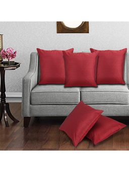 Creeva - Silk Fabric Plain Sofa Cushion Cover for Bedroom (Pack of 5) - Maroon