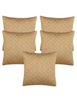 Creeva - Silk Fabric Quilted Sofa Cushion Cover for Bedroom (Pack of 5) - Gold