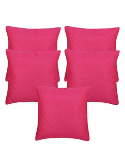 Creeva - Silk Fabric Quilted Sofa Cushion Cover for Bedroom (Pack of 5) - Pink