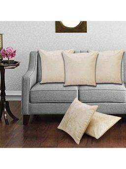Creeva - Velvet Fabric Plain Sofa Cushion Cover for Bedroom (Pack of 5) - Off White