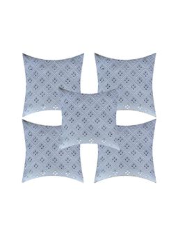 Creeva - Silk Fabric Mirror Design Sofa Cushion Cover for Bedroom (Pack of 5) - Blue