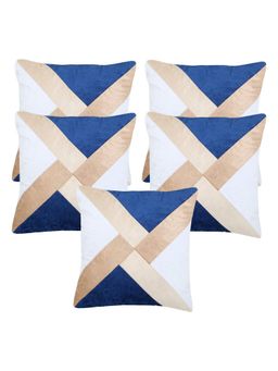 Creeva - Pack of 5 Velvet Stripe Cushion Covers - Blue