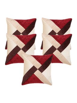 Creeva - Pack of 5 Velvet Stripe Cushion Covers - Red