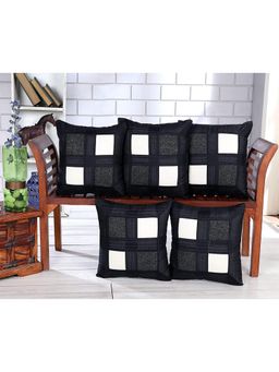 Creeva - Pack of 5 Jute Box Cushion Covers - Black