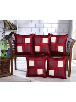 Creeva - Pack of 5 Jute Box Cushion Covers - Red