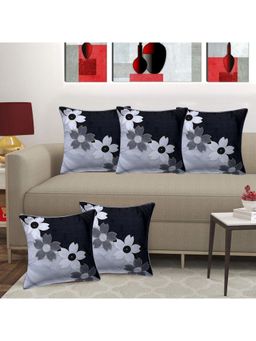 Creeva - Pack of 5 Silk Cushion Covers - Black