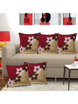 Creeva - Pack of 5 Silk Cushion Covers - Red