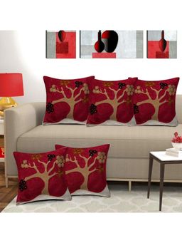 Creeva - Pack of 5 Velvet Cushion Covers - Maroon