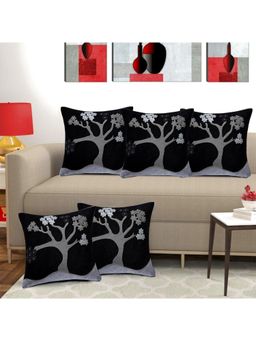 Creeva - Pack of 5 Velvet Cushion Covers - Black