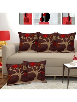 Creeva - Pack of 5 Velvet Cushion Covers - Brown