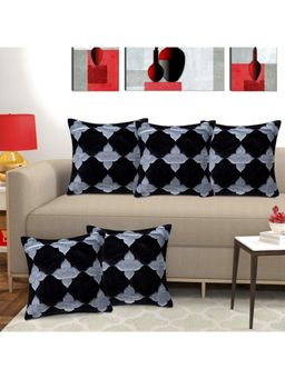 Creeva - Pack of 5 Velvet Cushion Covers - Black