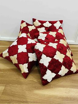Creeva - Pack of 5 Velvet Cushion Covers - Red