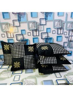 Creeva - Pack of 5 Velvet Cushion Covers - Black