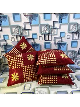 Creeva - Pack of 5 Velvet Cushion Covers - Red