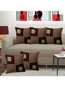 Creeva - Pack of 5 Velvet Cushion Covers - Brown