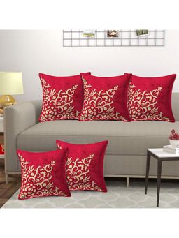 Creeva - Pack of 5 Velvet Cushion Covers - Red