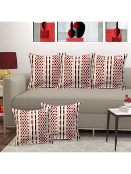 Creeva - Pack of 5 Velvet Cushion Covers - Cream