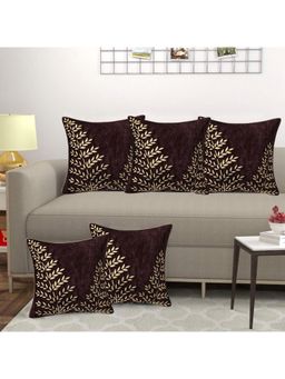 Creeva - Pack of 5 Velvet Cushion Covers - Brown