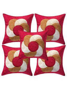 Creeva - Pack of 5 Velvet Cushion Covers - Red