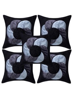Creeva - Pack of 5 Velvet Cushion Covers - Black
