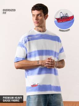 The Souled Store - The Snoopy's Voyage Men White Oversized T-Shirts