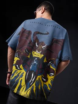 The Souled Store - The Dragon Men Blue Oversized T-Shirts