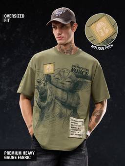 The Souled Store - The Grogu Men Green Oversized T-Shirts