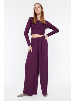 Trendyol - Womens Purple Solid/plain Co-ord (Set of 2)