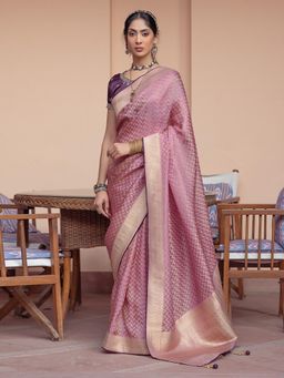 Akhilam - Women's Viscose Silk Mauve Woven Designer Saree with Unstitched Blouse