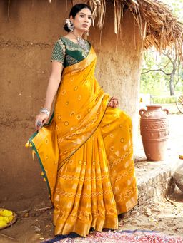 Sareemall - Women's Pure Silk Mustard Woven Designer Saree with Unstitched Blouse