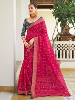 Sareemall - Women's Chiffon Pink Embellished Designer Saree with Unstitched Blouse