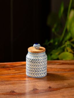 ExclusiveLane - 'Tropical Delicacy' Studio Pottery Ceramic Pickle & Jam Jar With Spoon