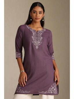 Soch - Womens Purple Rayon Embroidered Thread Work Kurta