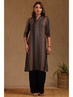 Soch - Womens Teal Muslin Ethnic Motifs Kurta