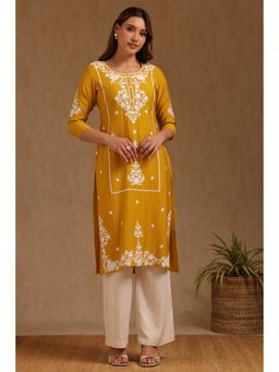 Soch - Womens Mustard Gadwal Embroidered Thread Work Kurta