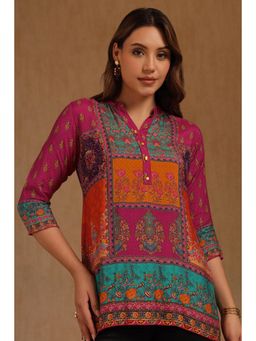 Soch - Womens Pink Muslin Botanical Print Kurti