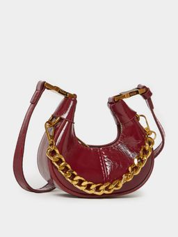 Styli - Women Red Gold Chain Detail Cross-Body Sling Bag