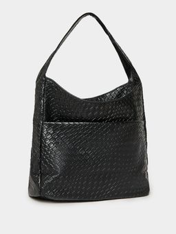 Styli - Women Black Textured with Front Utility Pockets Handbag