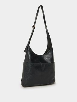 Styli - Women Black Buckle Detail Strap with Front Utility Pockets Handbag