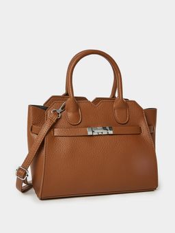 Styli - Women Brown Solid Handbag with Detachable Strap