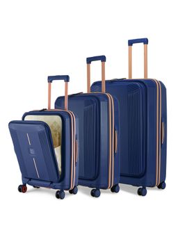 Nasher Miles - Unisex Navy Blue Alexandria Hard-Sided Polypropylene Trolley Bag (Set of 3) (S/M/L)