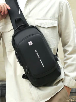 NFI Essentials - Unisex Black Anti-Theft Waterproof Crossbody Bag