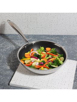 VINOD - Platinum Triply Stainless Steel X Fry Pan (honeycomb Coating Inside)